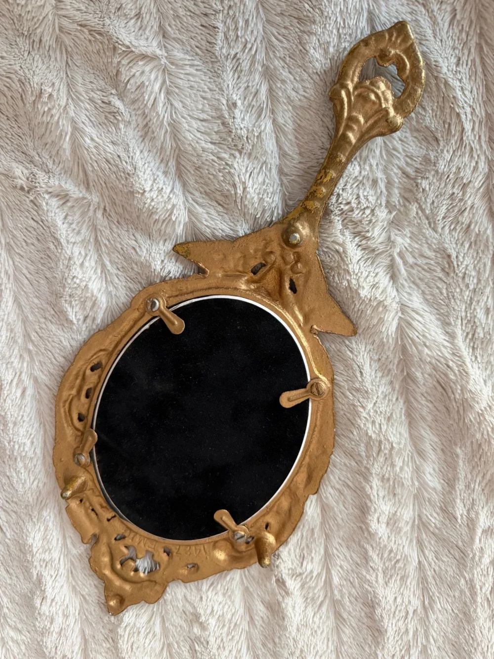 Vintage Cherub Vanity Footed Hand Mirror